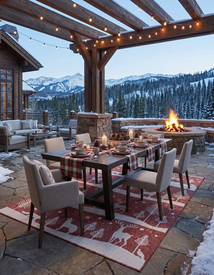 Detail image of 5' 3 x 8' Easy-Clean Holiday Indoor / Outdoor Rug