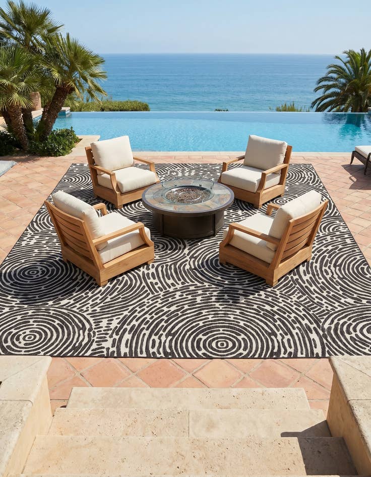 Detail image of 13' x 13' Easy-Clean Modern Indoor / Outdoor Square Rug