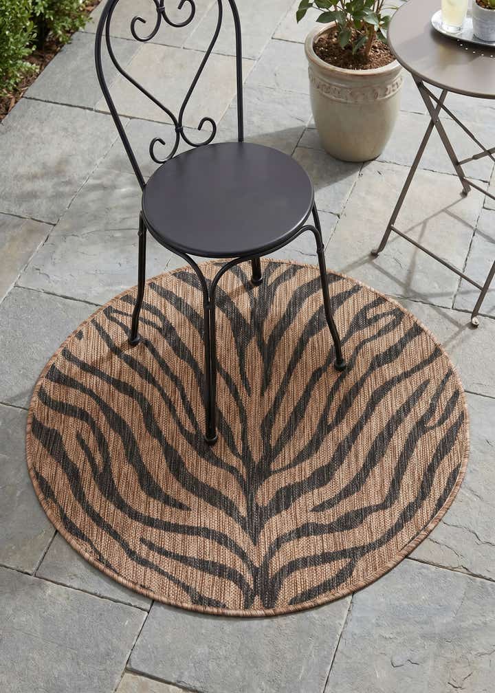 3' x 3' Easy-Clean Safari Indoor / Outdoor Round Rug