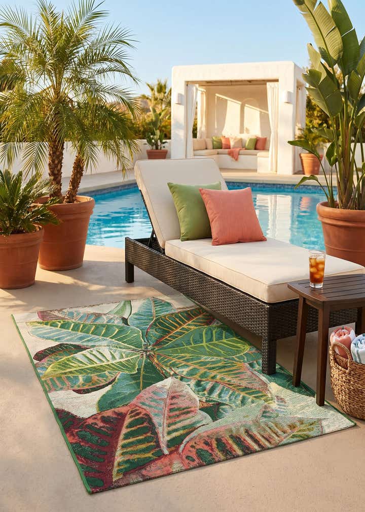 3' 3 x 5' 3 Easy-Clean Botanical Indoor / Outdoor Rug