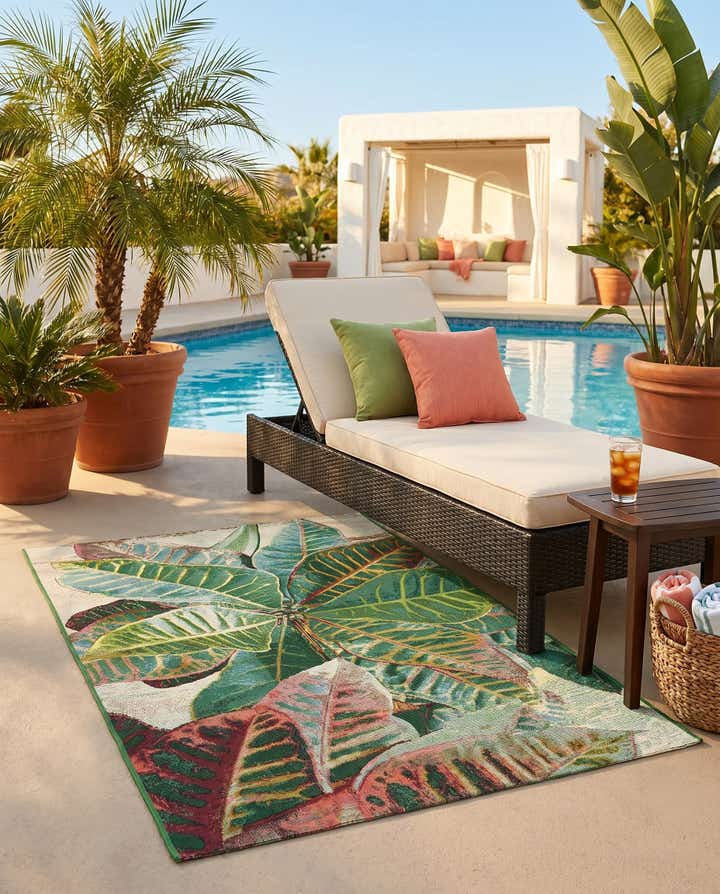 3' 3 x 5' 3 Easy-Clean Botanical Indoor / Outdoor Rug