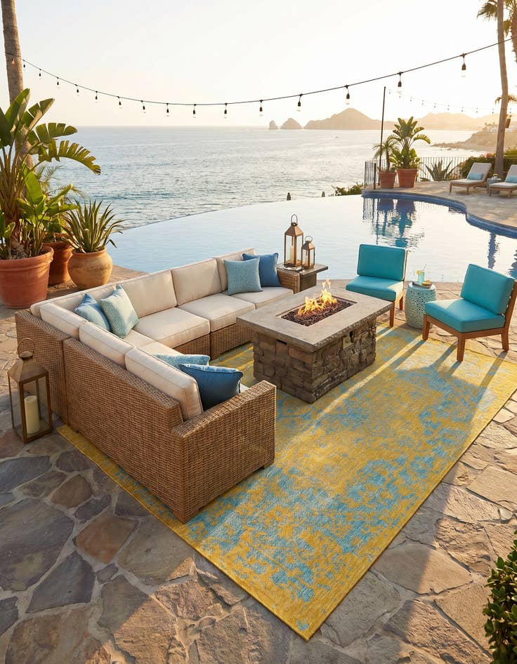 Detail image of 7' 10 x 10' Easy-Clean Jill Zarin Dubai Indoor / Outdoor Rug