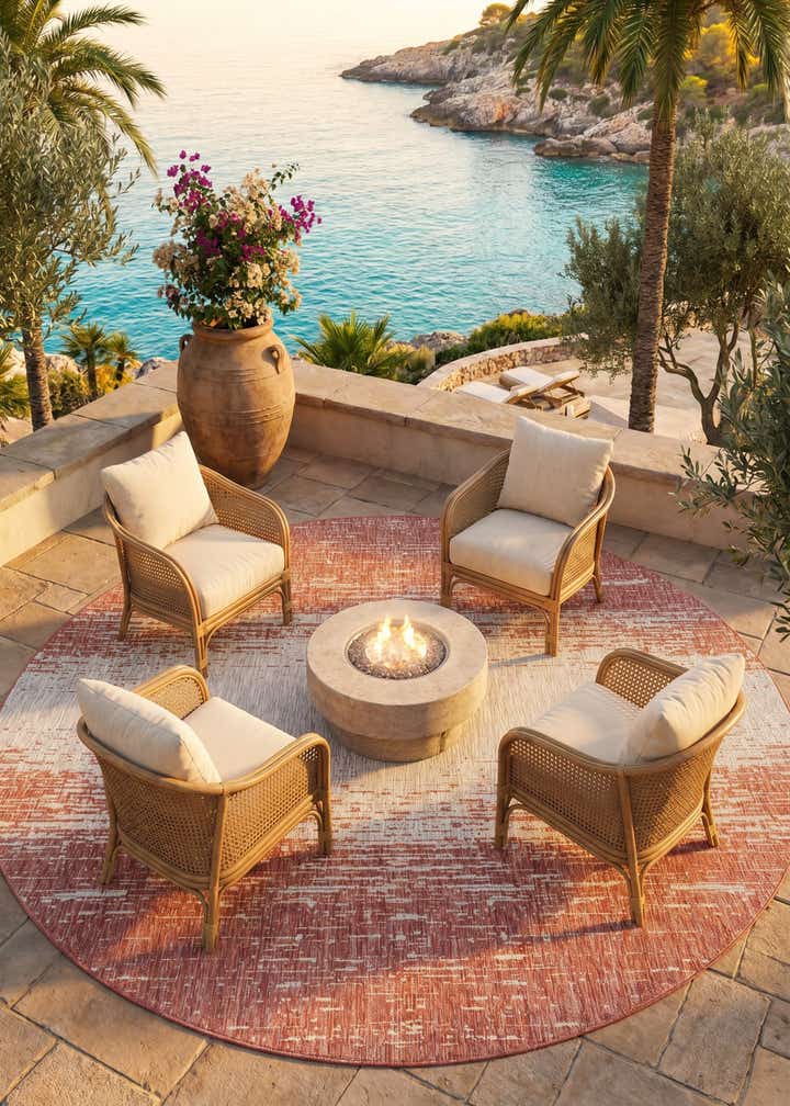 13' x 13' Easy-Clean Modern Indoor / Outdoor Round Rug