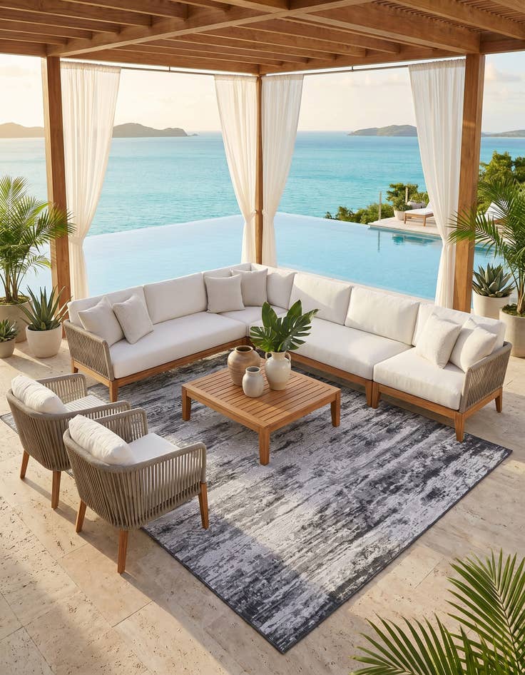 Detail image of 9' x 12' Easy-Clean Modern Indoor / Outdoor Rug