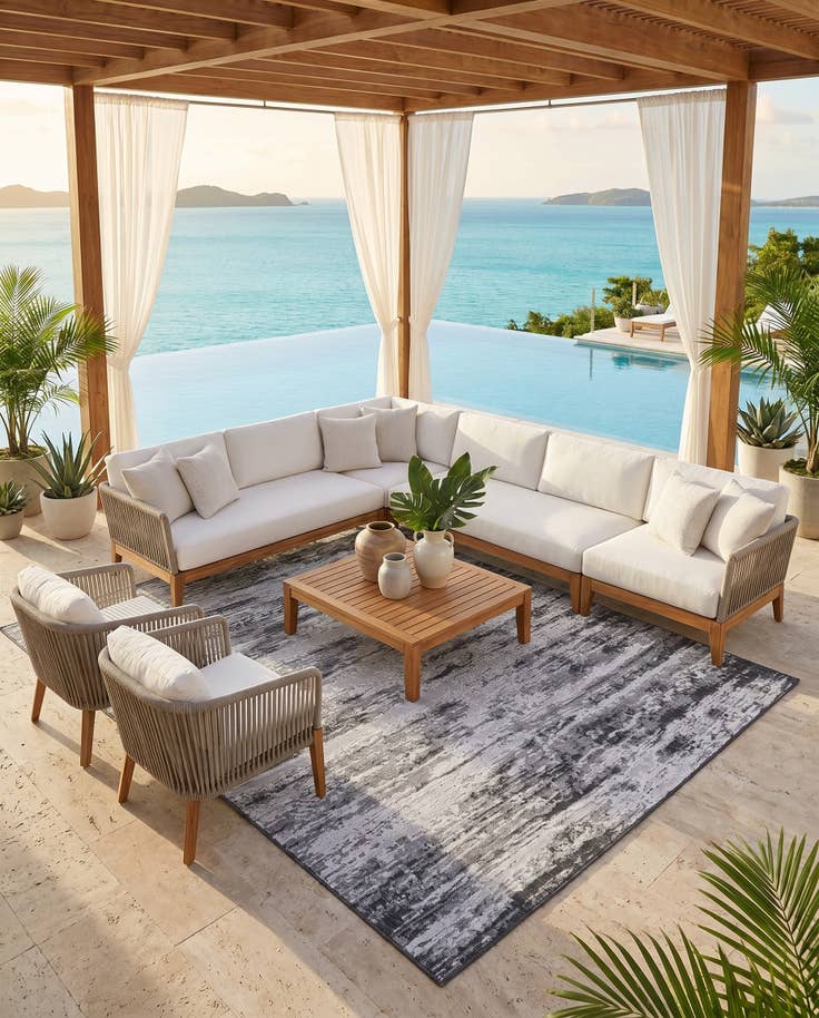 Detail image of 9' x 12' Easy-Clean Modern Indoor / Outdoor Rug