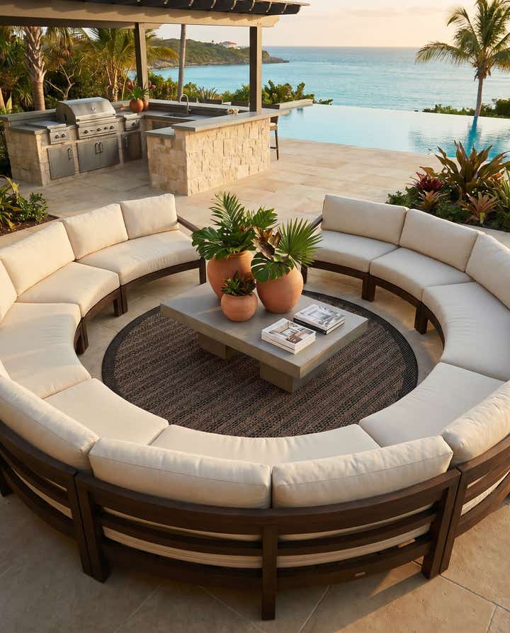 6' x 6' Easy-Clean Border Indoor / Outdoor Round Rug