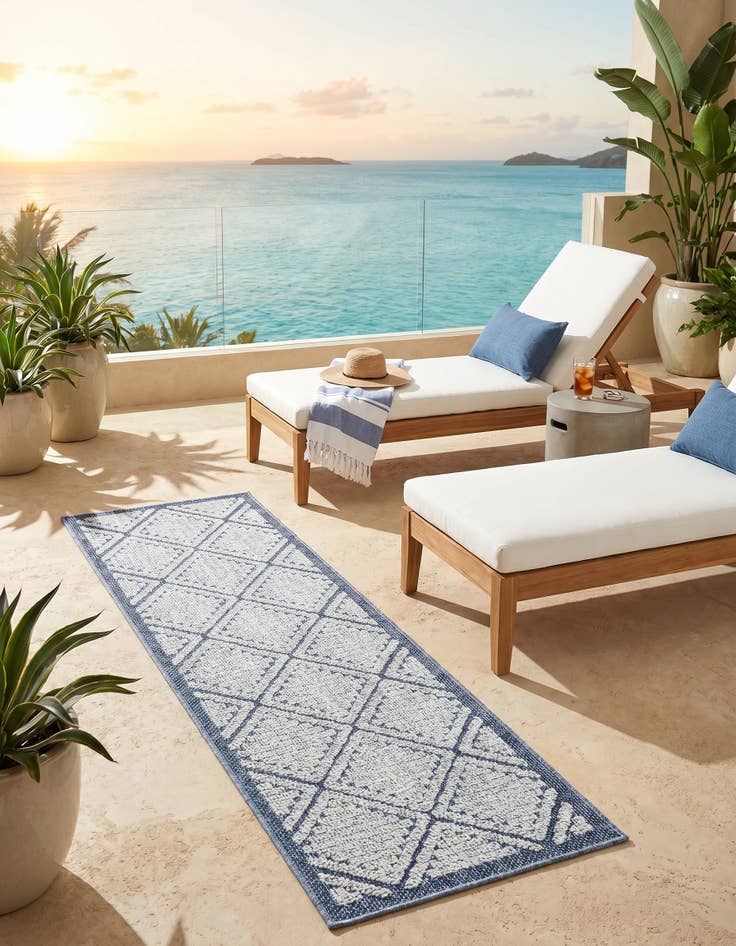 Detail image of 2' x 6' 1 Easy-Clean Trellis Indoor / Outdoor Runner Rug