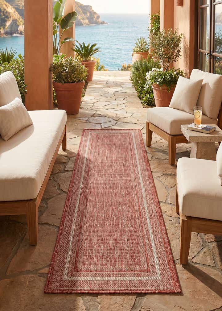 2' x 6' Easy-Clean Border Indoor / Outdoor Runner Rug