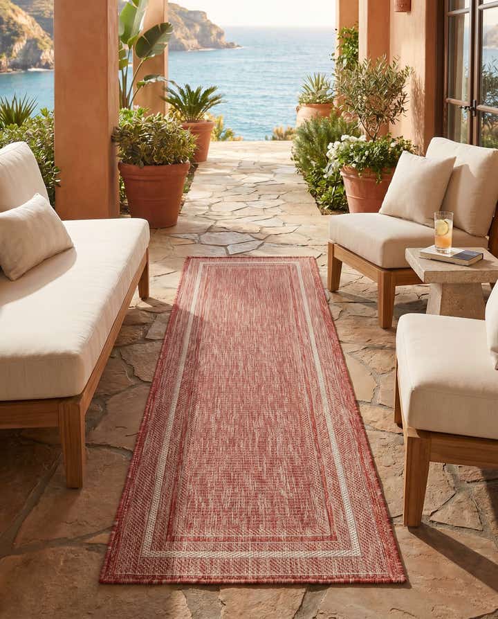 2' x 6' Easy-Clean Border Indoor / Outdoor Runner Rug
