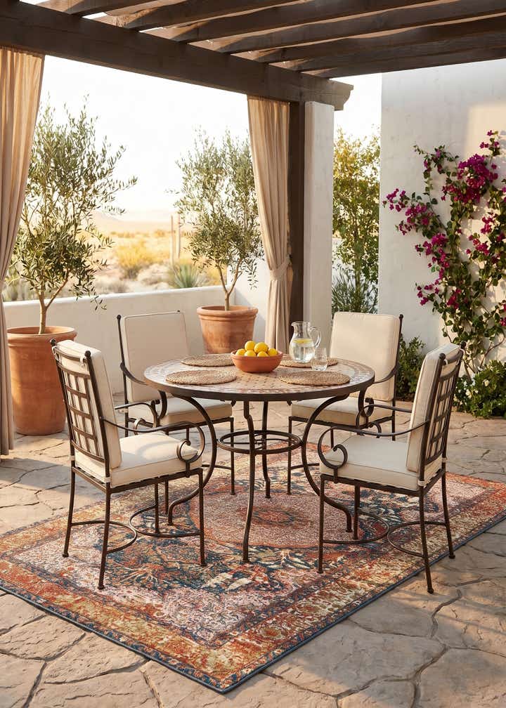 5' 3 x 8' Easy-Clean Traditional Indoor / Outdoor Rug