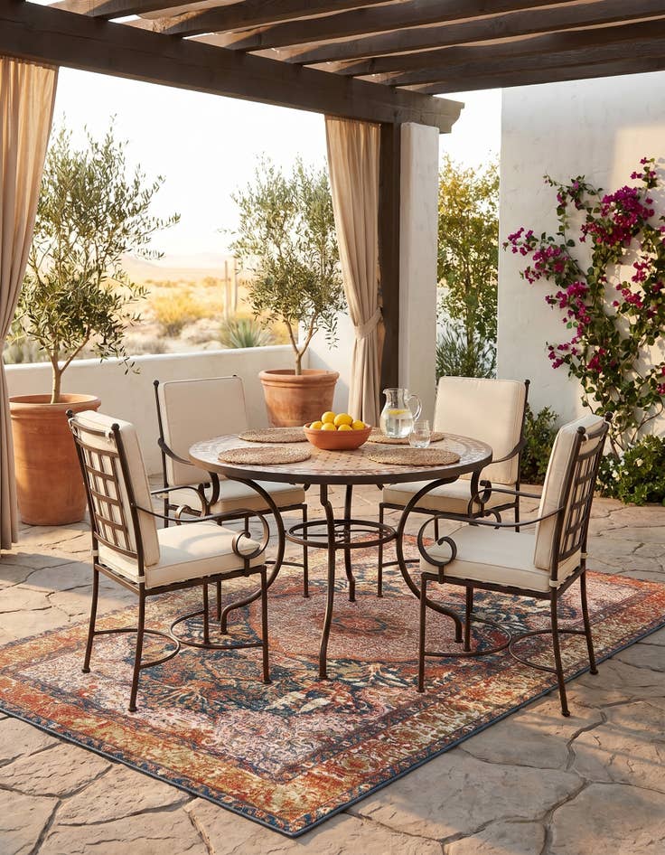 Detail image of 5' 3 x 8' Easy-Clean Traditional Indoor / Outdoor Rug