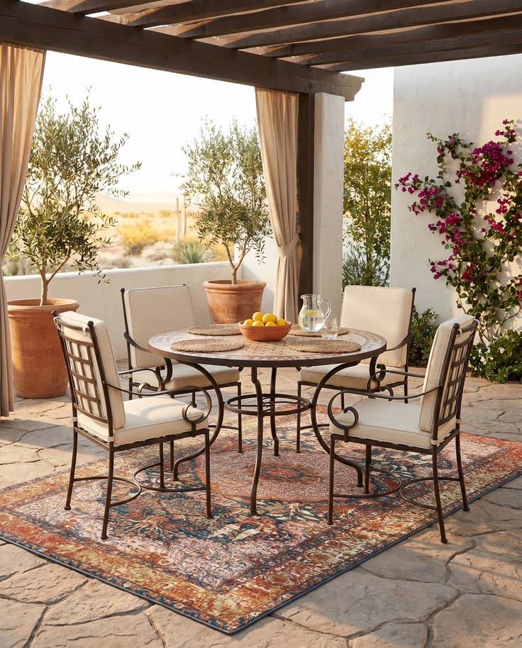 Detail image of 5' 3 x 8' Easy-Clean Traditional Indoor / Outdoor Rug