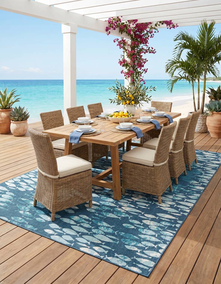 Detail image of 9' x 12' Easy-Clean Coastal Indoor / Outdoor Rug