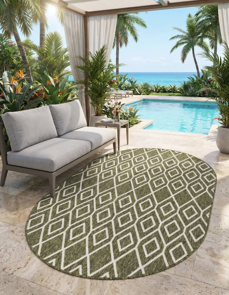 Detail image of 5' 3 x 8' Easy-Clean Jill Zarin Turks and Caicos Indoor / Outdoor Oval Rug