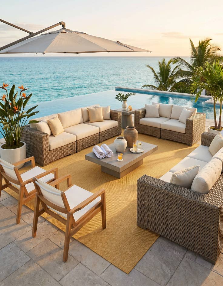 Detail image of 10' x 14' Easy-Clean Solid Indoor / Outdoor Rug