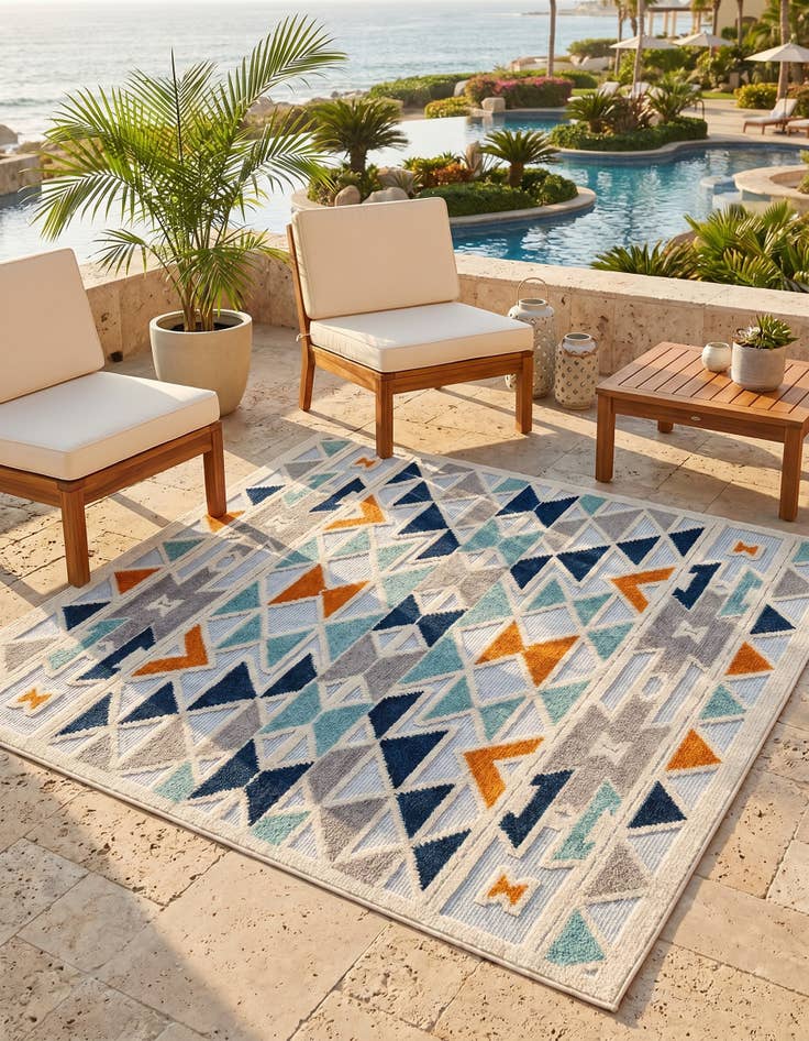 Detail image of 5' 3 x 5' 3 Easy-Clean Aruba Indoor / Outdoor Square Rug