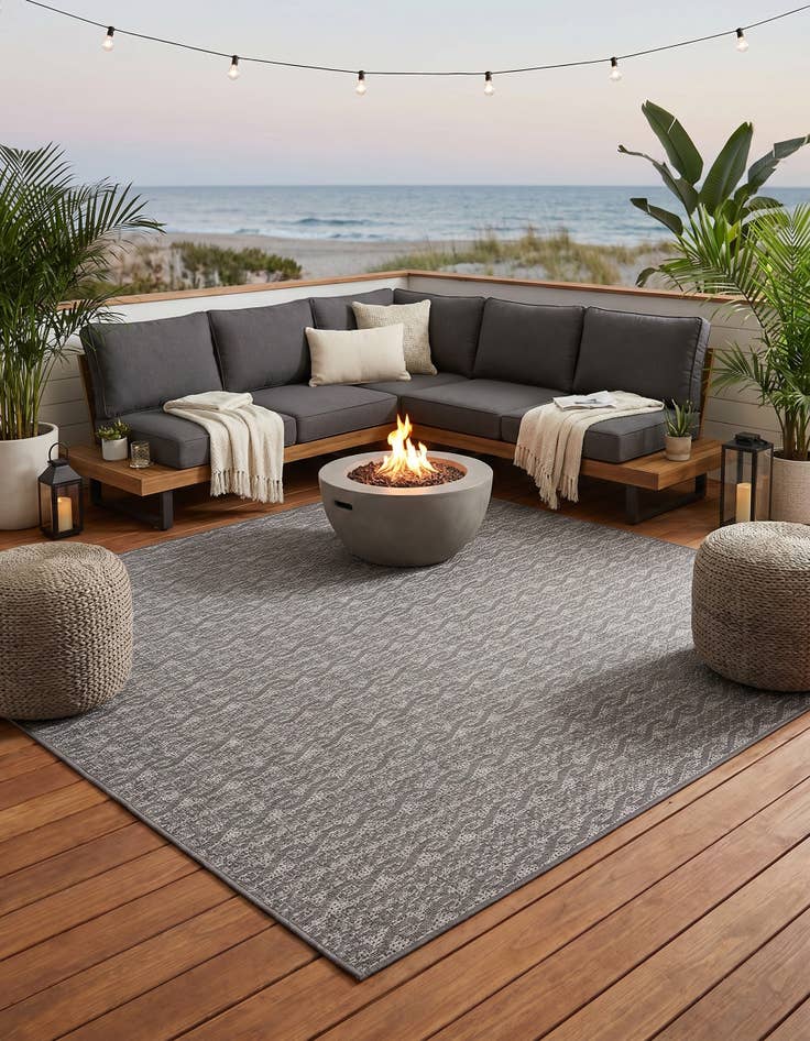 Detail image of 6' x 6' Easy-Clean Modern Indoor / Outdoor Square Rug