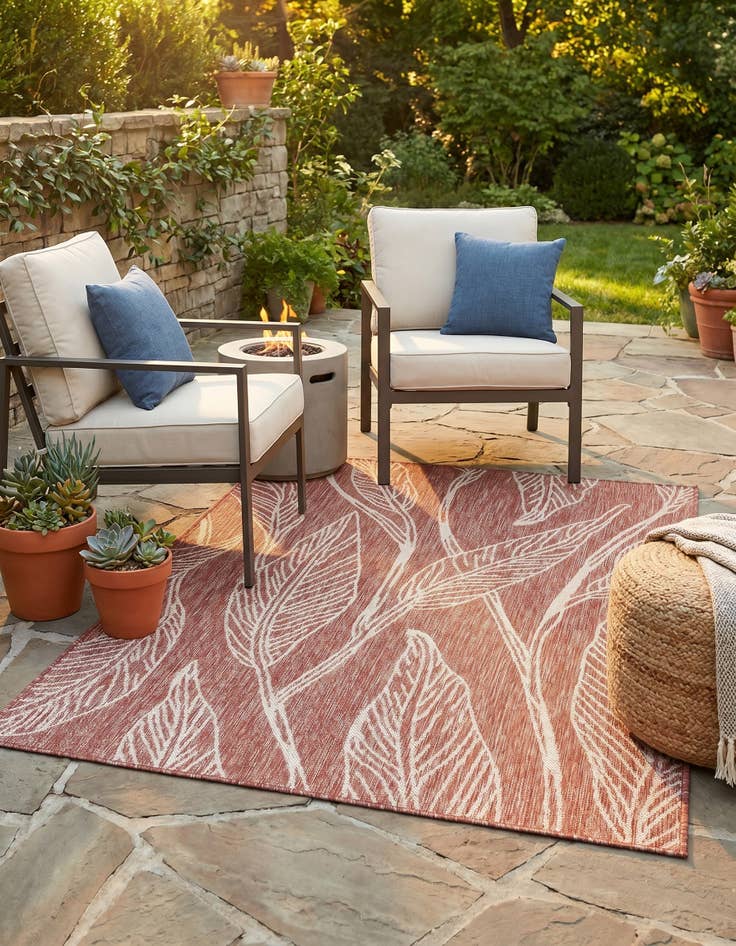 Detail image of 4' x 6' Easy-Clean Botanical Indoor / Outdoor Rug