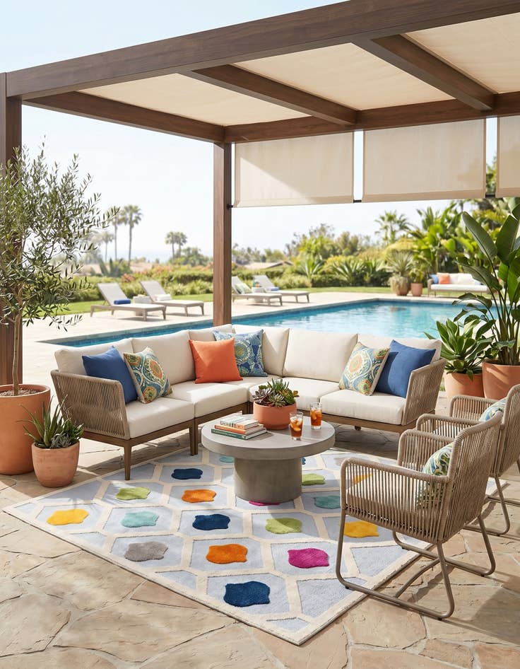 Detail image of 7' 10 x 7' 10 Easy-Clean Aruba Indoor / Outdoor Square Rug