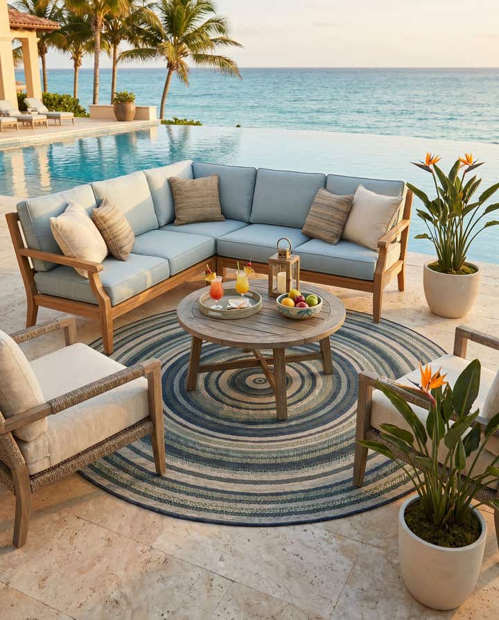 7' x 7' Easy-Clean Baja Indoor / Outdoor Round Rug