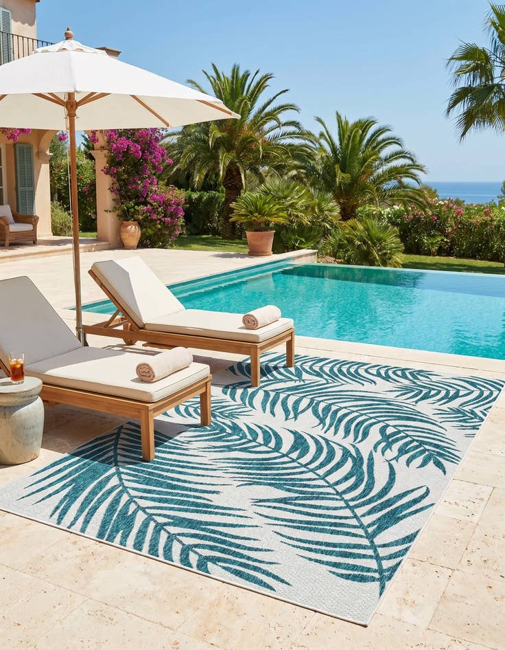 Detail image of 6' x 9' Easy-Clean Botanical Indoor / Outdoor Rug