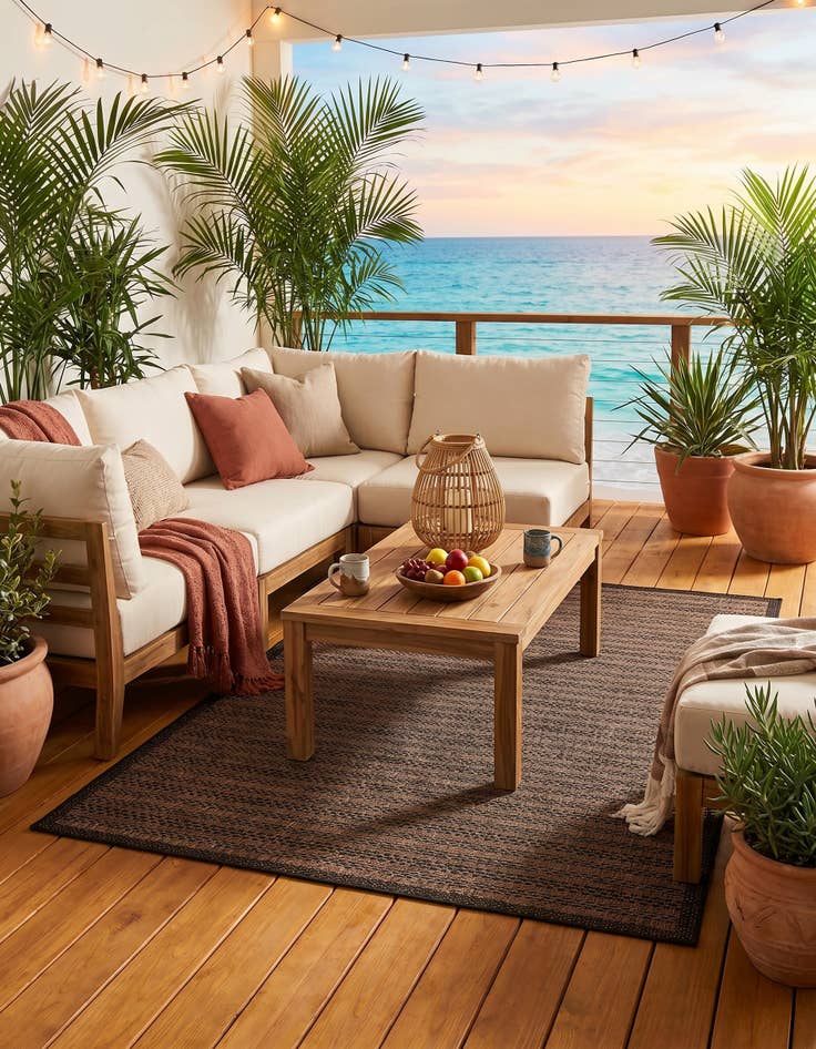 Detail image of 5' 3 x 8' Easy-Clean Border Indoor / Outdoor Rug