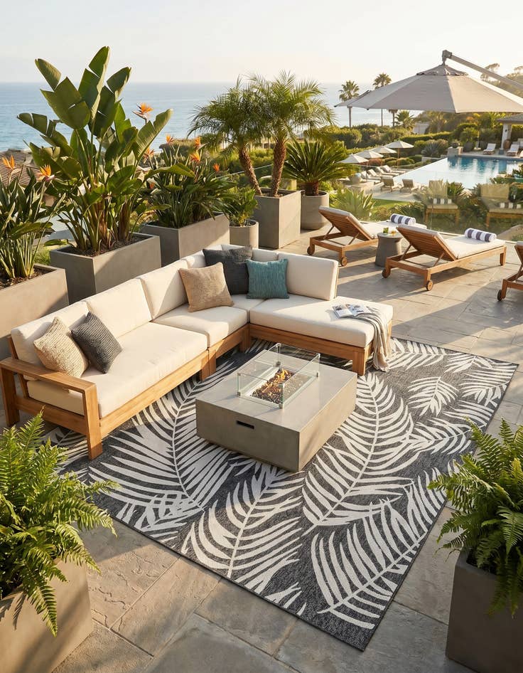 Detail image of 7' 10 x 10' Easy-Clean Botanical Indoor / Outdoor Rug