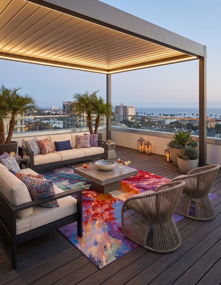 Detail image of 10' x 12' Easy-Clean Modern Indoor / Outdoor Rug