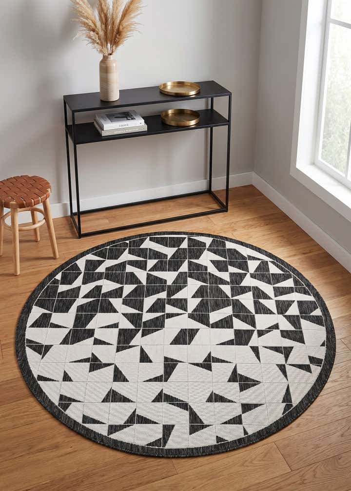 6' x 6' Easy-Clean Modern Indoor / Outdoor Round Rug