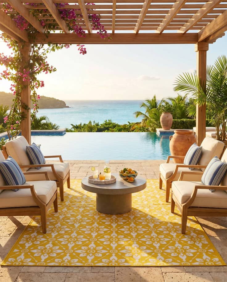 Detail image of 5' x 8' Easy-Clean Trellis Indoor / Outdoor Rug