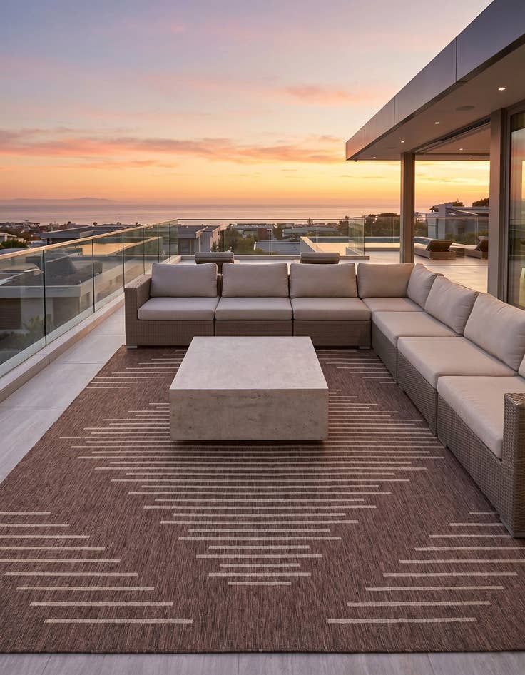 Detail image of 10' 8 x 10' 8 Easy-Clean Modern Indoor / Outdoor Square Rug