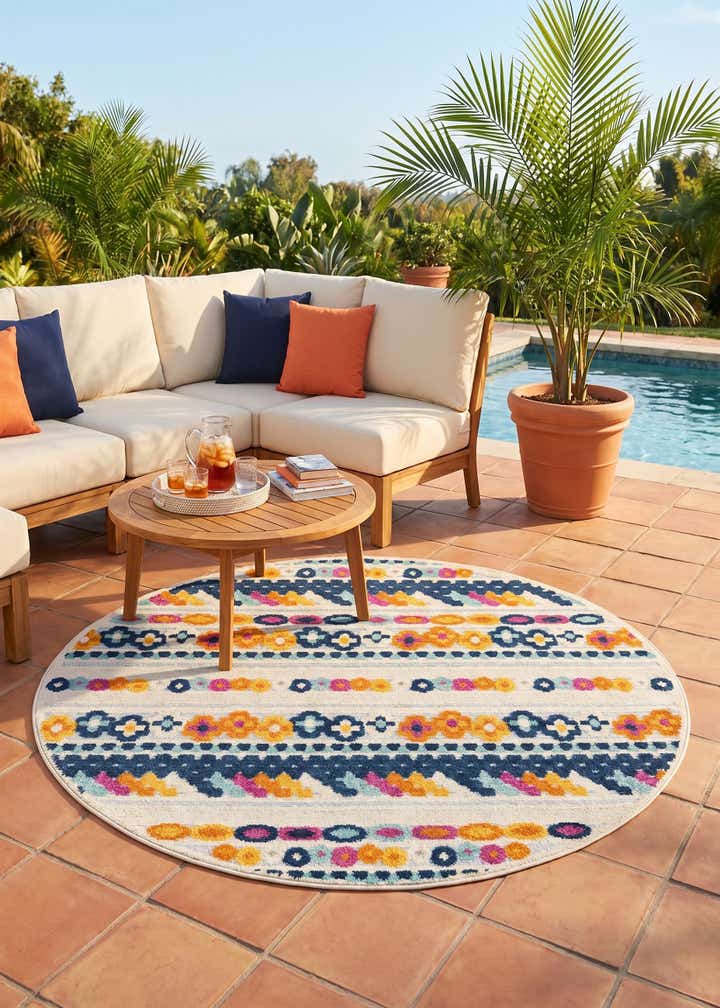 5' 3 x 5' 3 Easy-Clean Aruba Indoor / Outdoor Round Rug
