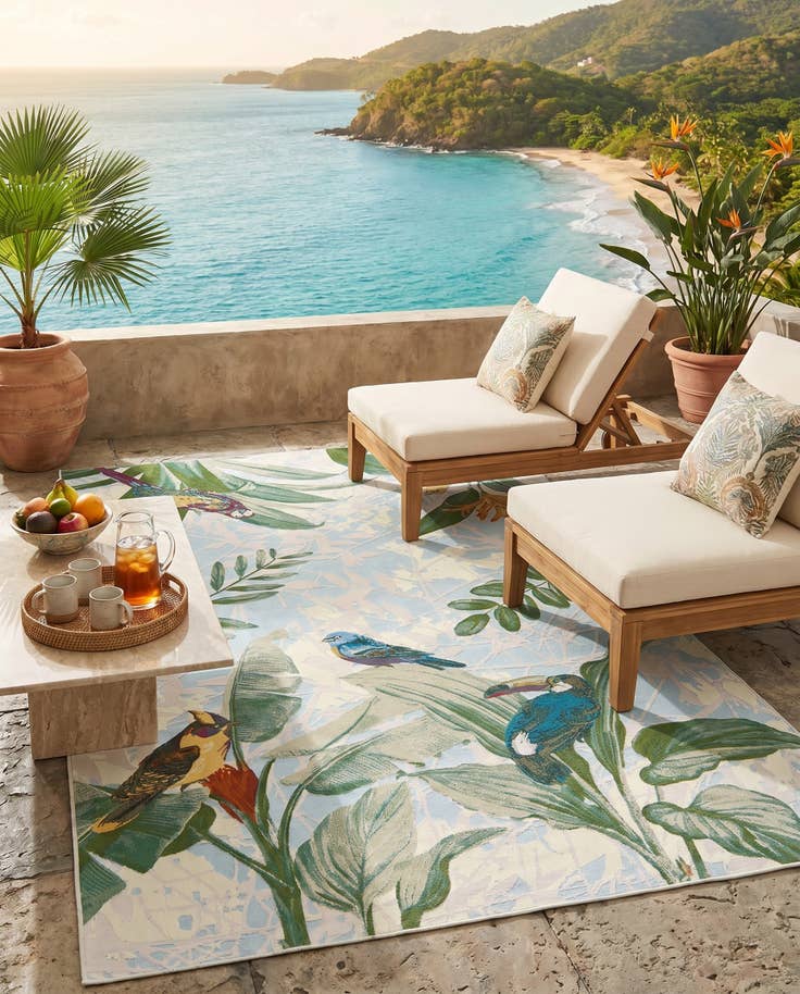Detail image of 5' 3 x 8' Easy-Clean Botanical Indoor / Outdoor Rug