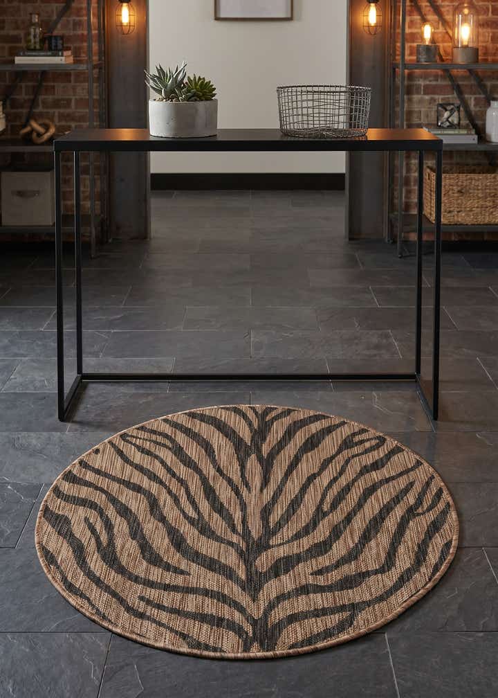3' x 3' Easy-Clean Safari Indoor / Outdoor Round Rug