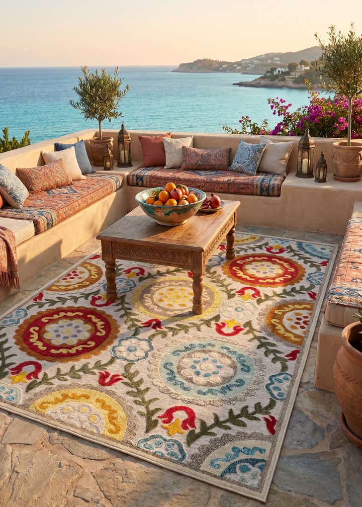 7' 10 x 10' Easy-Clean Casablanca Indoor / Outdoor Rug