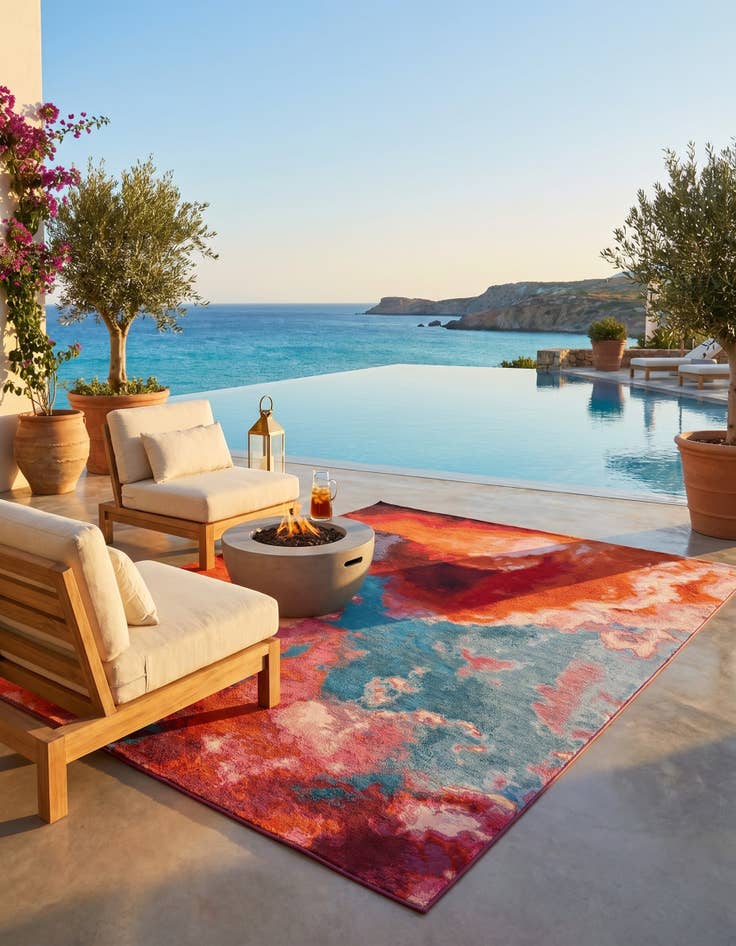 Detail image of 7' 10 x 10' Easy-Clean Modern Indoor / Outdoor Rug