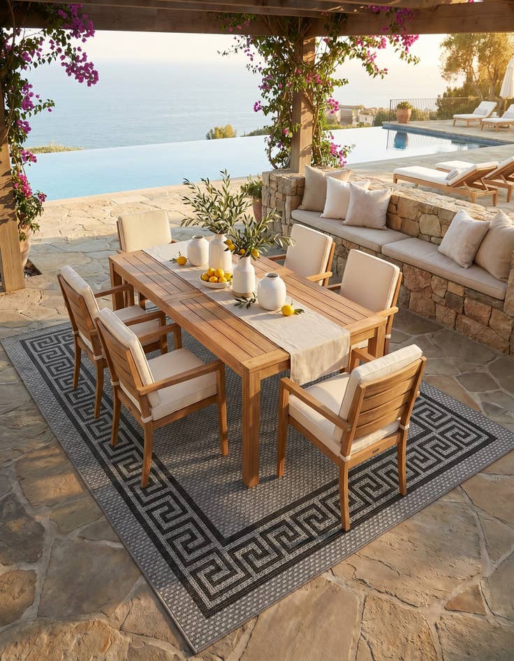 Detail image of 5' 3 x 8' Easy-Clean Border Indoor / Outdoor Rug