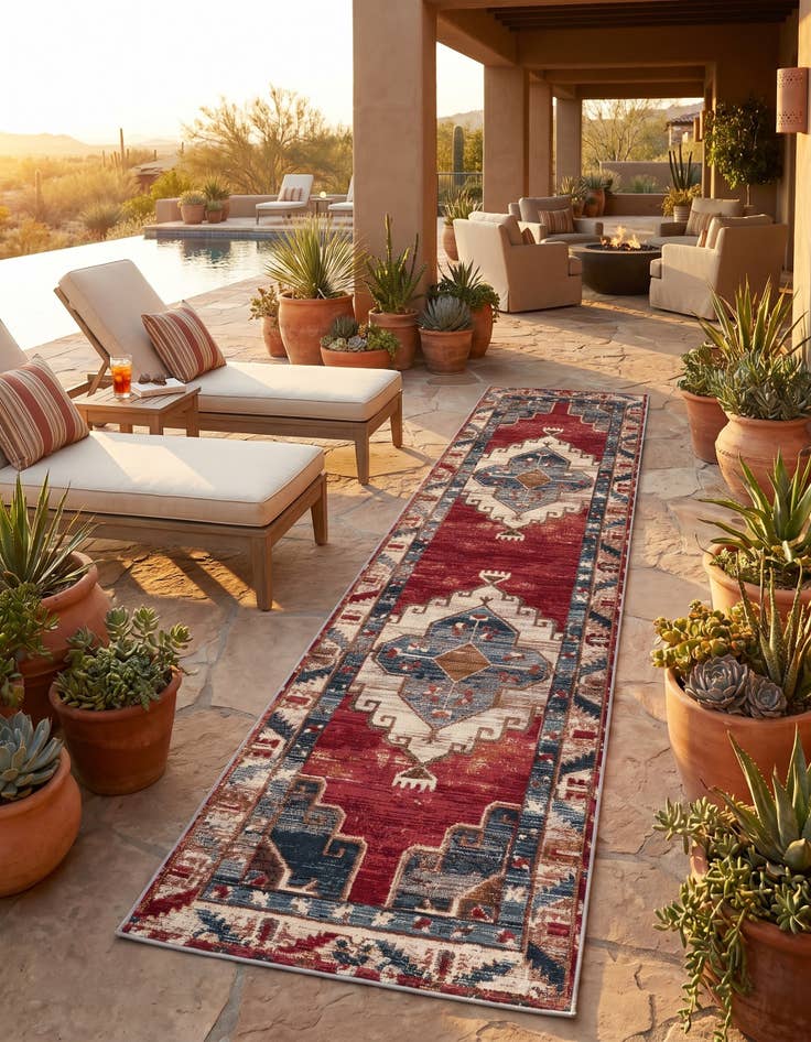 Detail image of 2' x 8' Easy-Clean Traditional Indoor / Outdoor Runner Rug