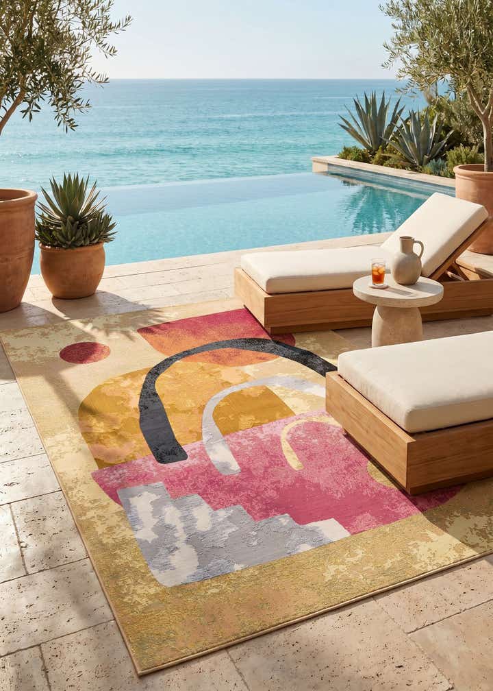 6' x 9' Easy-Clean Modern Indoor / Outdoor Rug
