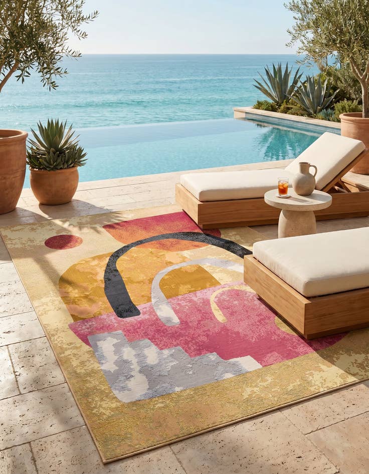 Detail image of 6' x 9' Easy-Clean Modern Indoor / Outdoor Rug
