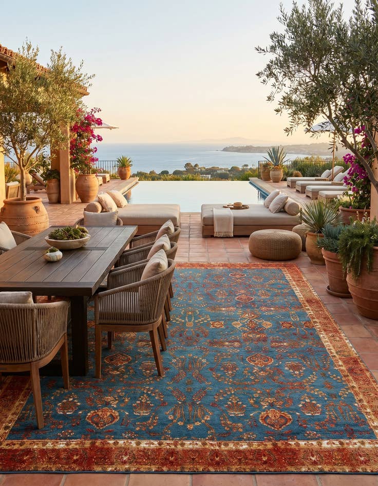 Detail image of 10' x 13' Easy-Clean Traditional Indoor / Outdoor Rug