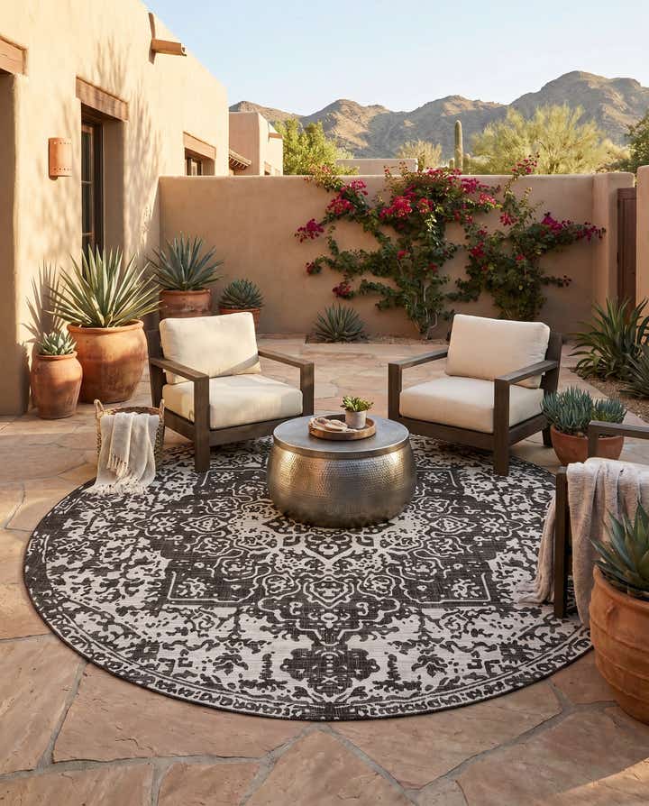 10' 8 x 10' 8 Easy-Clean Jill Zarin Dubai Indoor / Outdoor Round Rug