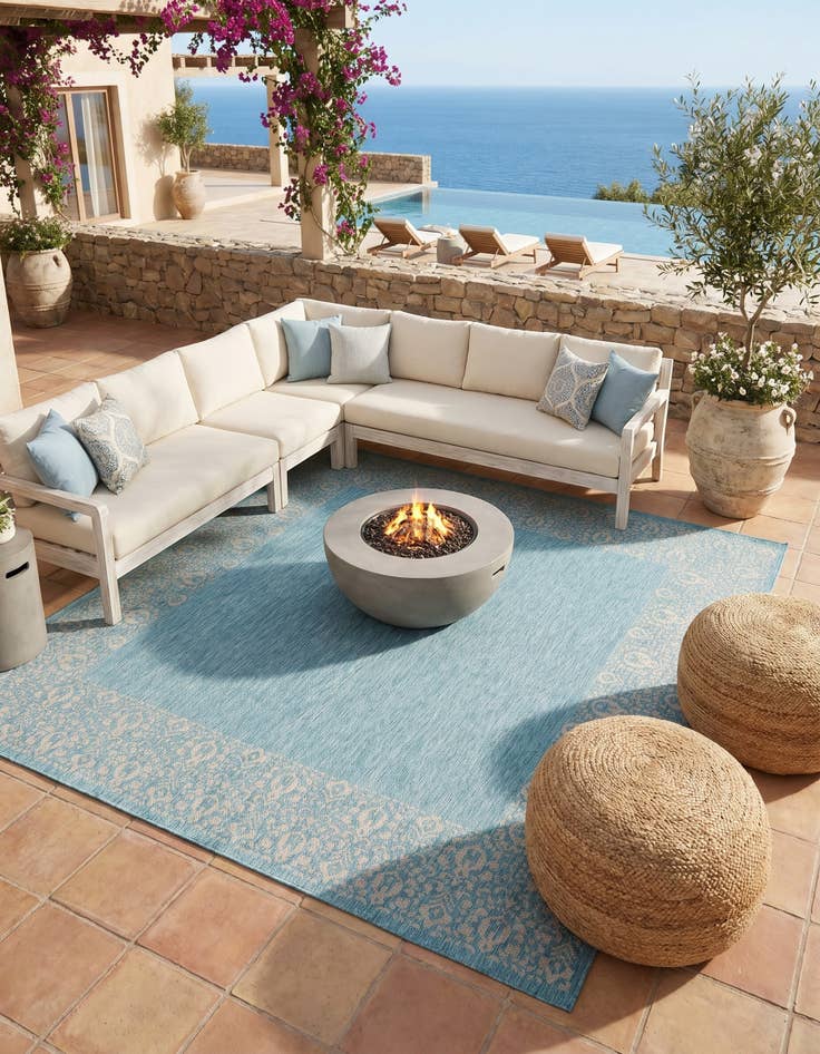 Detail image of 10' 8 x 10' 8 Easy-Clean Border Indoor / Outdoor Square Rug