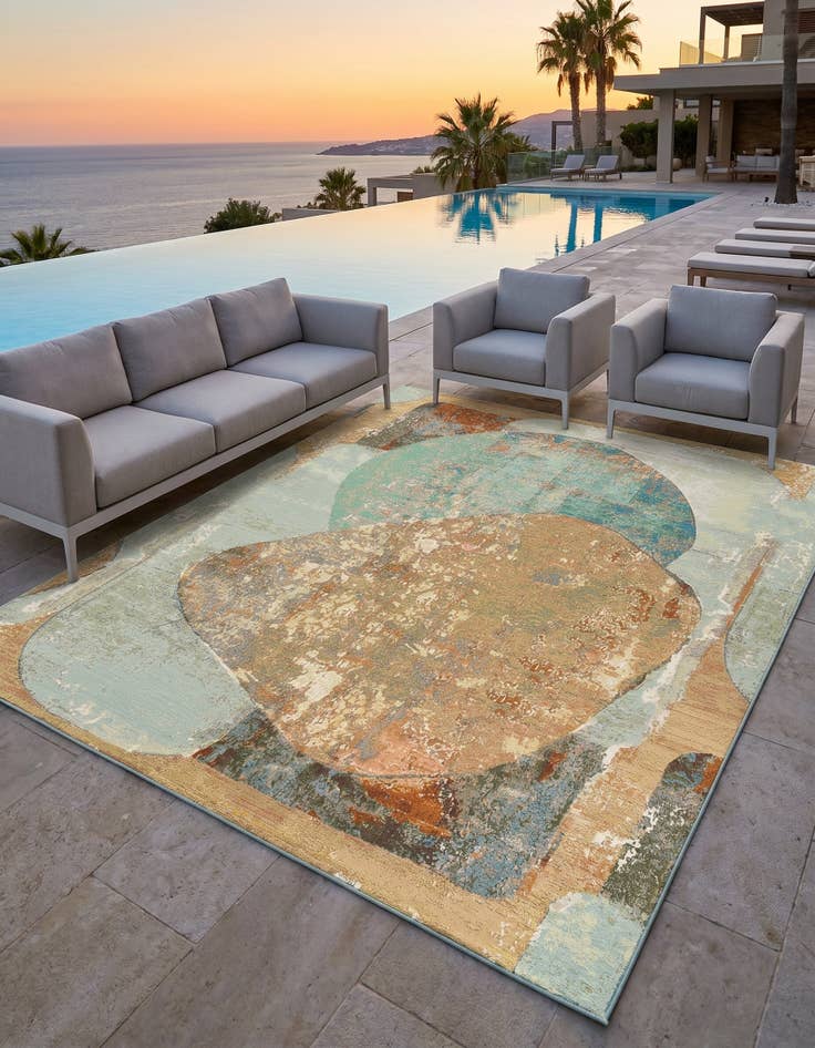 Detail image of 7' 10 x 10' Easy-Clean Modern Indoor / Outdoor Rug