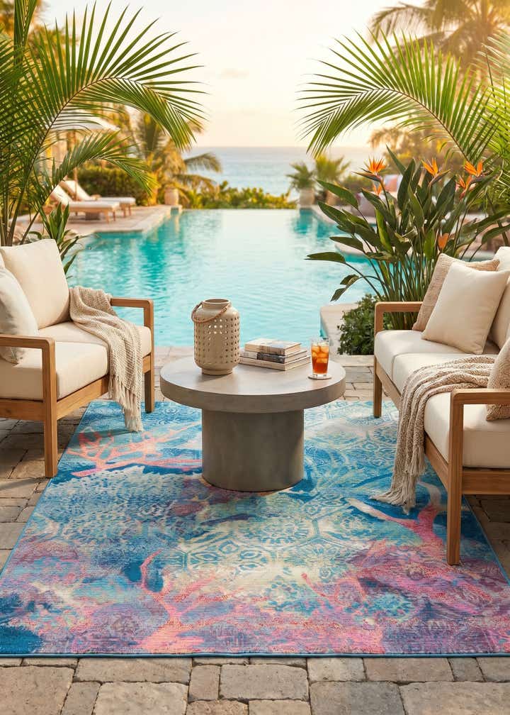 5' 3 x 8' Easy-Clean Coastal Indoor / Outdoor Rug