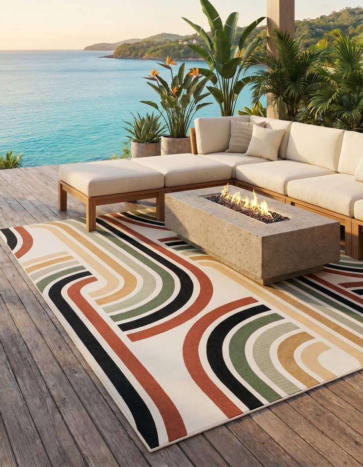 Detail image of 9' x 12' Easy-Clean Modern Indoor / Outdoor Rug