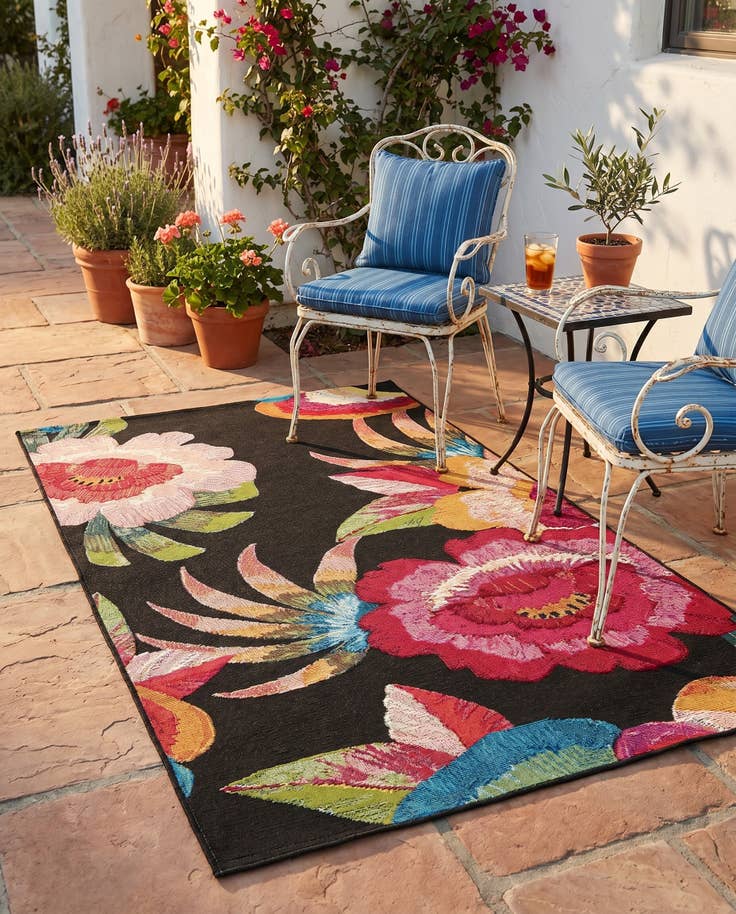 Detailfoto van 100cm x 160cm Makkelijk schoon te maken Botanical Binnen / buiten Vloerkleed