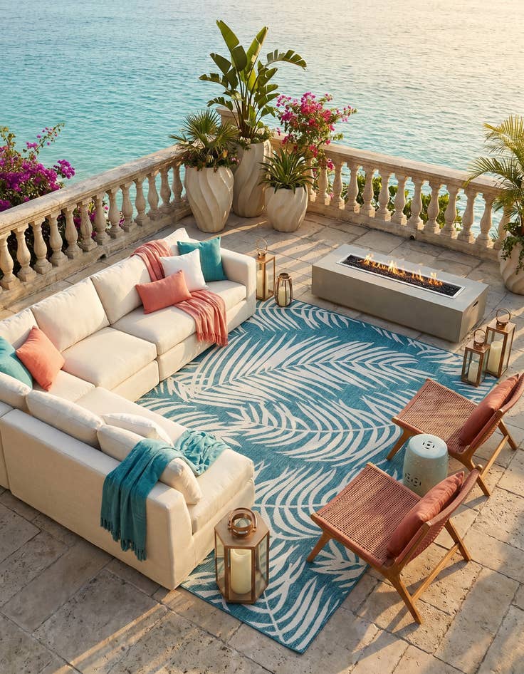 Detail image of 7' 10 x 10' Easy-Clean Botanical Indoor / Outdoor Rug