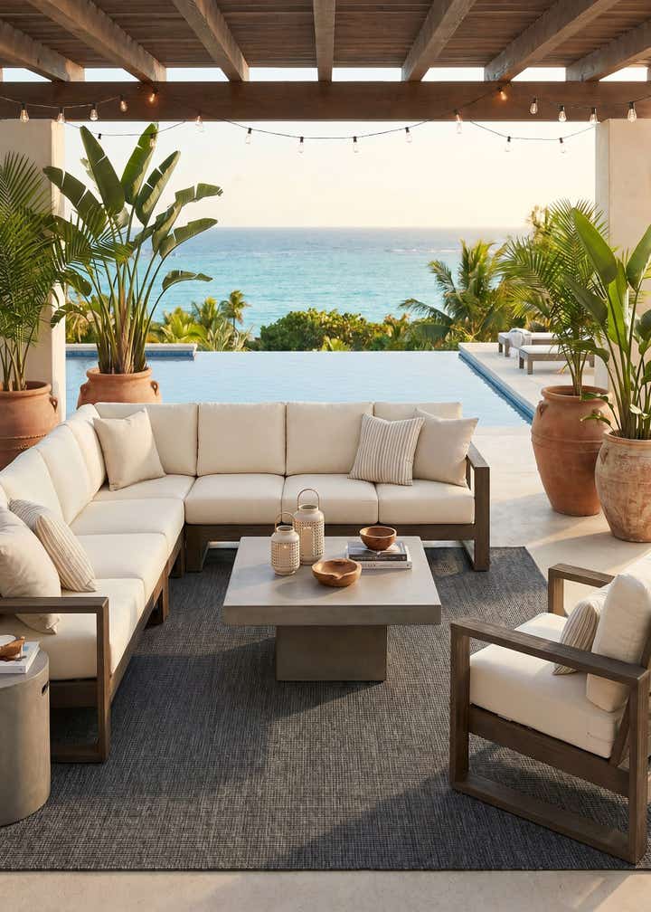 7' 10 x 10' Easy-Clean Solid Indoor / Outdoor Rug