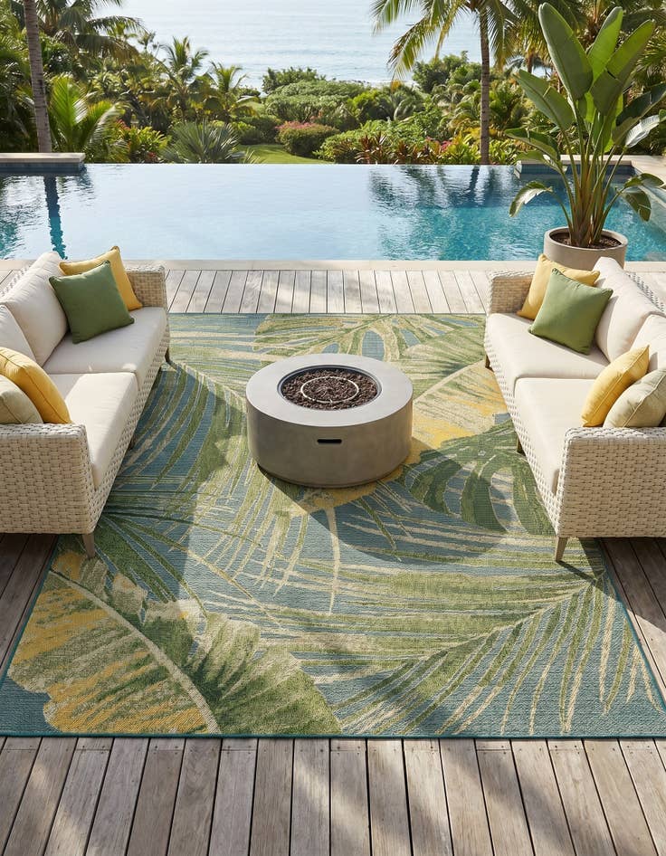 Detail image of 9' x 12' Easy-Clean Botanical Indoor / Outdoor Rug
